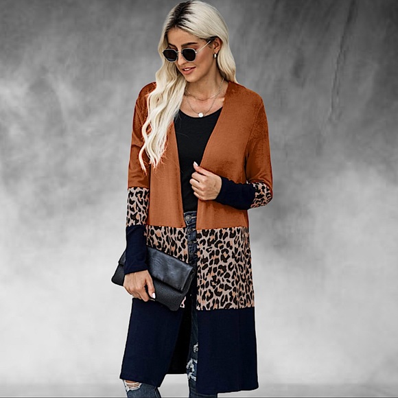 “Leopard Attack” Color block Leopard Cardigan - Picture 4 of 6